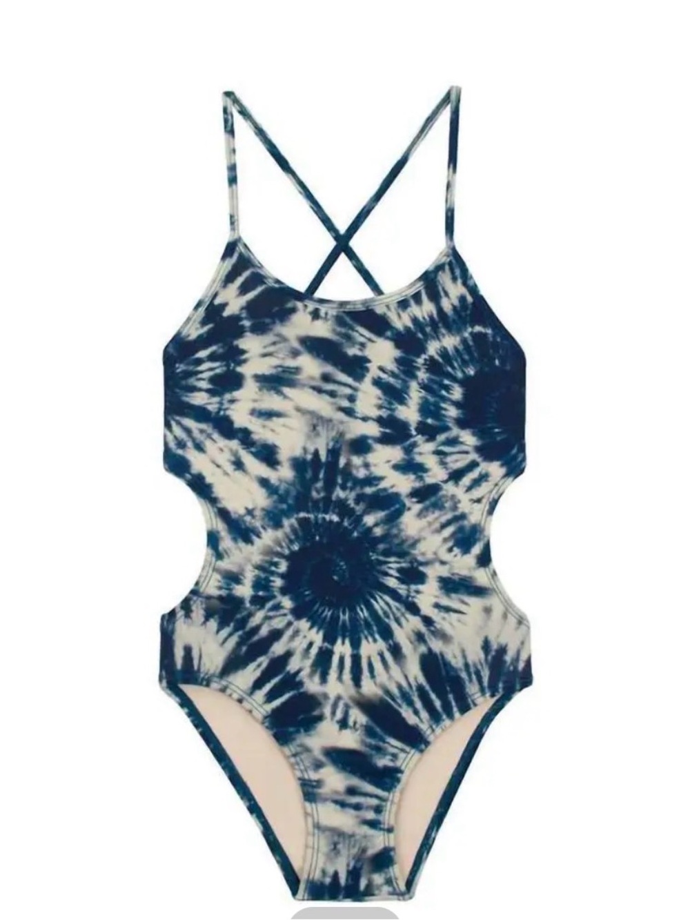 PQ Swim Girls Navy Blue and White Tie-Dye One-Piece Swimsuit